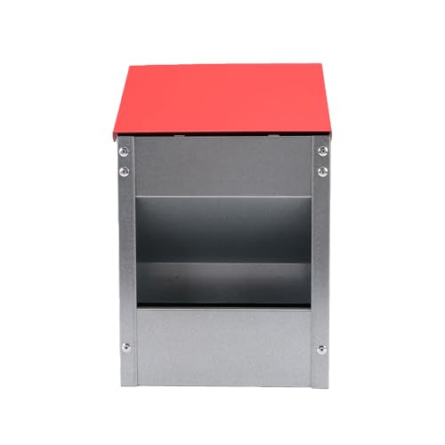 Zopsc Galvanized Wall Mount Chicken Feeder, Automatic Poultry Feeder with Lid, Weatherproof Trough Food Dispenser for Outside Coop, 10lbs Capacity