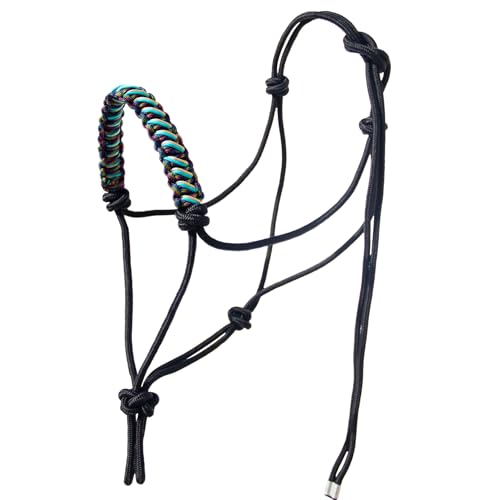 Rope Halters for Horses,Durable Design, Multiple, Beautiful Hand Braided,Horsehead Rope Halter - color: Black, size: Yearling