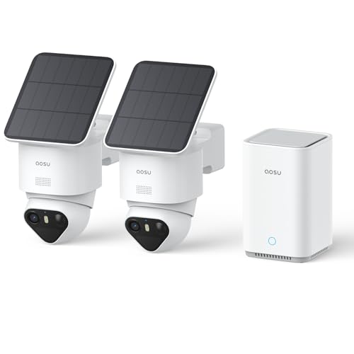 aosu T2 Ultra 4K Security Cameras Wireless Outdoor, 2 Cam Kit, Smart Home Security System with TrueColor Night Vision, AI Recognition & 360° Motion Tracking, Solar Power, Expandable 1TB Local Storage - style: 2-Cam Kit