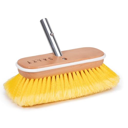 Salty Captain Soft Bristle Boat Deck Brush – Gentle Cleaning for Fiberglass, Glass & Polished Surfaces – Durable Marine-Grade Design - style: Brush Soft (Pole not included)