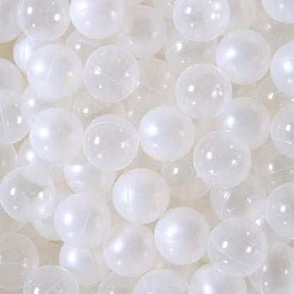 Colorful 100pcs Ball Pit Balls 2.2-inch Plastic Ocean Ball Crush Proof Stress Balls for Kids Pool Ball Playhouse Pit Accessories - color: Pearl White/Clear