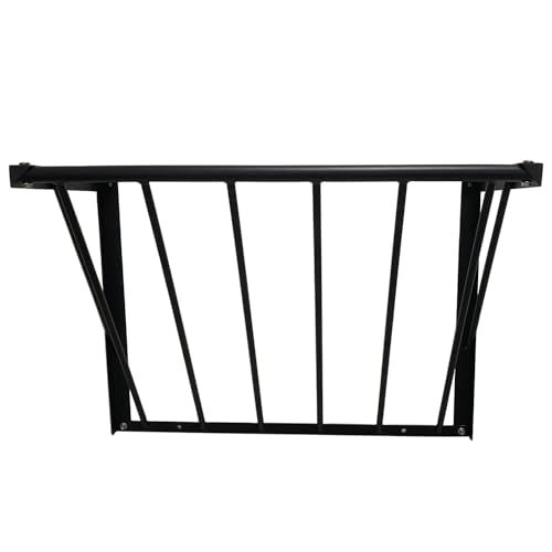 Horse Hay Feeder, 31.5'' Long Livestock Hay Feeder with 24 Gallon Large Capacity, Carbon Steel Wall Mounted Hay Rack for Horses, Sheep, Goats, Indoor Outdoor Uses - size: 31.5INCH