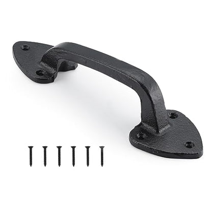 WellMade Barn Door Handles, Black Gate Handle, 7.5 in Rustic Metal Door Pull Handle Hardware for Wooden Garden Gate Shed Cabinet - size: 1 Pack