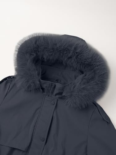 Bellivera Women's Plus Size Parka Jacket Long Winter Warm Hooded Zipper Coat - color: D.blue Parka, size: 1X
