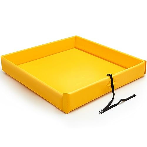 Wettarn Folding Duck Pond 6'x 6' Portable Spill Containment Berm Wall Containment Berm (Yellow) - color: Yellow, size: 6*6ft