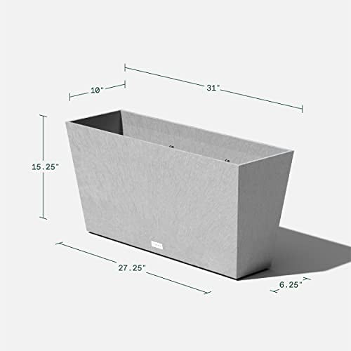Veradek Midori Long Trough Planter (Light Grey, 31 inch - 2 Pack with 2 Saucer Trays) - color: Gray, size: 31 inch - 2 pack with saucers