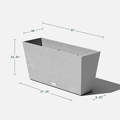 Veradek Midori Long Trough Planter (Light Grey, 31 inch - 2 Pack with 2 Saucer Trays) - color: Gray, size: 31 inch - 2 pack with saucers