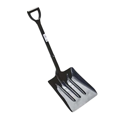 Tie Down Heavy Duty Steel Scoop Shovel – 37" Compact All Metal Transfer Shovel with D-Handle for Mulch, Ash, Feed, Snow, Compost & Farm Cleanup - size: 37 Inches