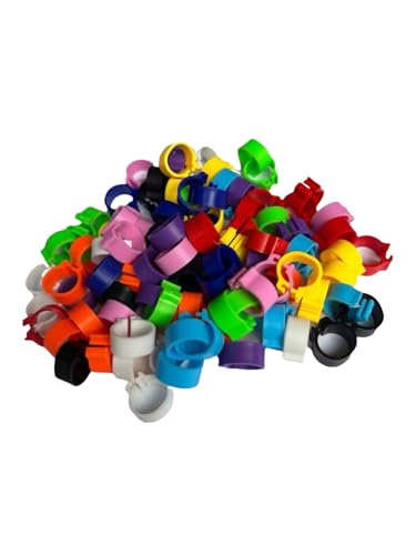 100 Pcs Multicolor 8mm Poultry Leg Rings, Bird Identification Foot Bands Clip-on Rings for Birds, Ducks and Chickens