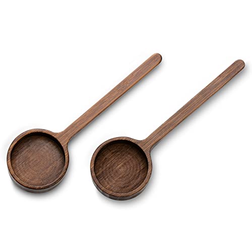 Bamboo Coffee Scoop Long Handle Measuring Scoop for Glass Food Jars - color: Brown 2 pcs
