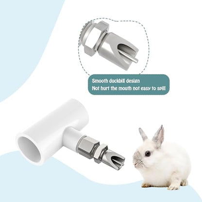 6pcs Stainless Steel Rabbit Water Nipples Automatic PVC Tees Rodent Waterering System - color: whte, size: Large
