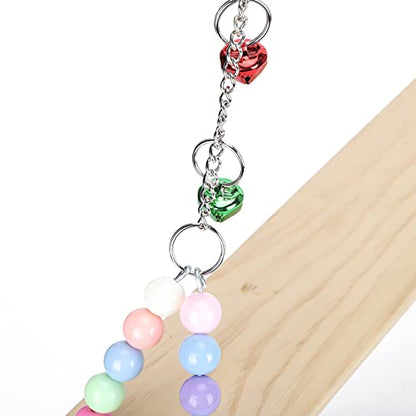Yctze Chicken Wooden Standing Swing Toy with Bells - Hanging Perch for Medium and Large Parrots - Engaging Chewing & Exercise Activity for Chickens