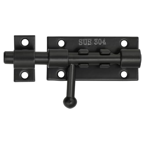Alise 4 Inch Slide Lock SUS304 Stainless Steel Gate Latch, Slide Bolt Latch,Thickened Heavy Door Latch Lock, Black Barrel Bolt Latch, Security Slide Latch Lock for Outdoor Fence,Window,Shed Door - color: Black, size: 4 Inch (Regular)
