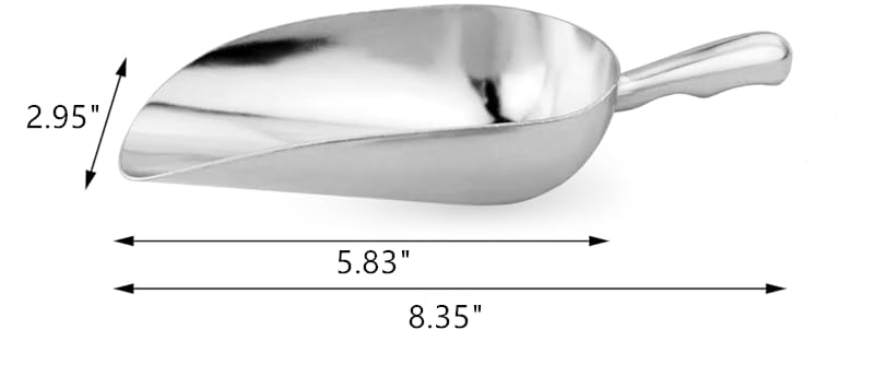 HORNO Pack of 2 Silver Cast Aluminum Shovel Scoops，Ideal for Ice Cube, Coffee Bean, Food, Candy, Flour, Dry Goods,Spice（12oz）