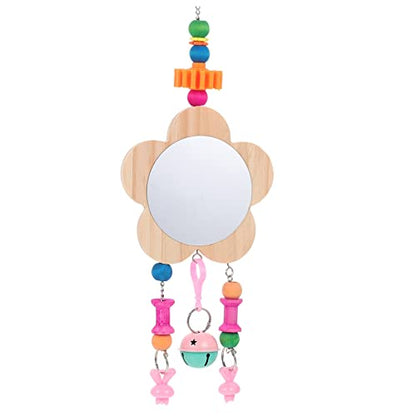 Creative Wooden Mirror Toy for Chickens Hens Interactive Pet Mirror Pendant for Playtime Relief for Chicken Farms