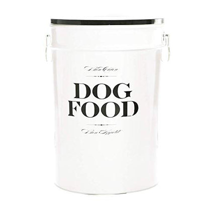 Harry Barker Bon Chien Dog Food Storage Canister – Medium 6.5 gallons, Airtight Stainless Steel Pet Food Container, Stylish Kitchen Counter Dog Kibble Storage with Easy-Open Lid - White - color: Black & White
