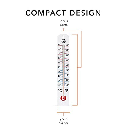 MARATHON Vertical Outdoor Wall Thermometer, 16 Inch Weather-Resistant Temperature Gauge with Large Easy-Read Numbers