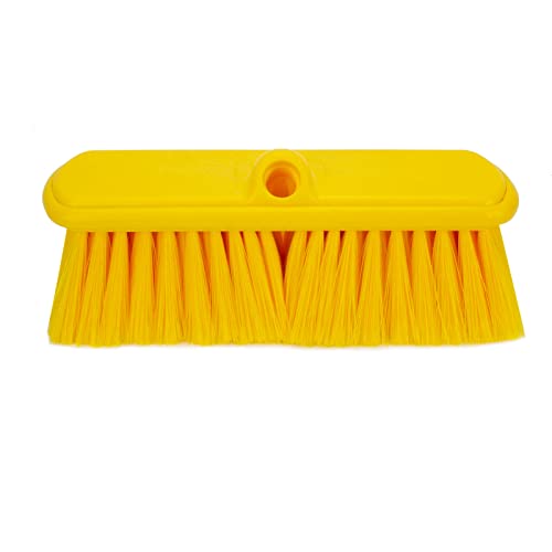 SPARTA Flo-Thru Heavy-Duty Deck Scrub Brush Nylon Bristled, Boat and Floor Scrub Broom with Protective Bumper for Floors and Large Equipment, Plastic, 9.5 Inches, Yellow - color: Yellow