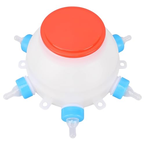 Lamb Feeding Bucket, 84.5 oz / 2500 mL, with 6 Nipples, for Small Animals, Piglet and Livestock Feeding Bottle, Hanging Design, 9.8 x 9.8 x 5.9 in