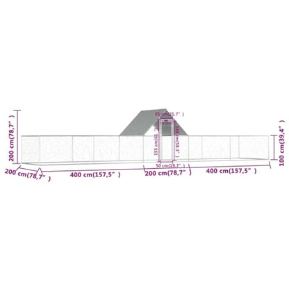 Galvanized Steel Chicken Coop 32.8'x6.6'x6.6' Silver Outdoor Poultry House with Lockable Door and Water-Resistant Roof for Hens Ducks Geese - size: 32.8' x 6.6' x 6.6' (W x D x H)