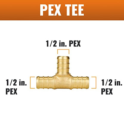 SUNGATOR 5-Pack 1/2" Pex Tee, 1/2" Inch Pex T Fittings - size: 1/2" Tee, 5 Pack