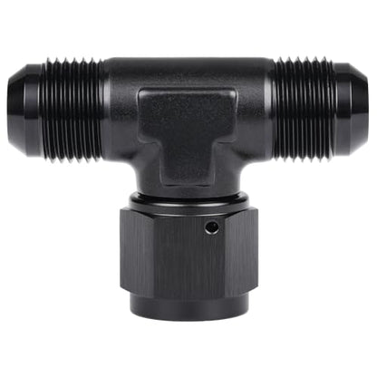 10AN Male Flare Tee T Fitting Adapter with AN10 Female Swivel On Side Aluminum Black - size: 10AN