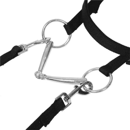 Cattle Halter Thickened Horse Halters Comfortable Adjustable Strap Bridle Headband Harness Durable Neck Stretcher Gear(Black-L) - color: Black-L