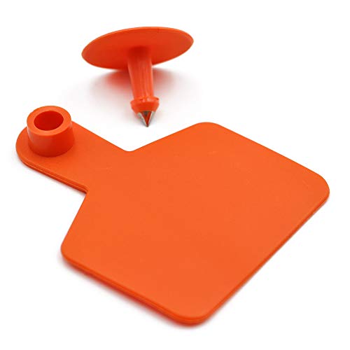 Blank Ear Tags for Cattle Livestock Ear Tags for Cows Hogs Sheep, 100 Pieces (Orange) - color: Orange