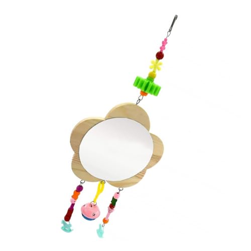 GANAZONO Rooster Chicken Mirror Toy Bell Pendant Interactive Pet Supplies for Cage Enrichment Promotes Curiosity and Activity Random Accessories