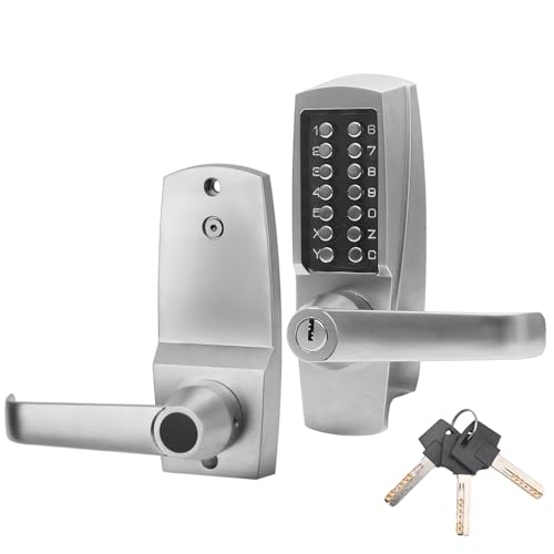 Mechanical Door Lock, Mechanical Push Button Lever Lock, Keyless Entry Commercial & Residential, Water-Proof Zinc Alloy, Easy to Install, for Garden, Yard, Garage