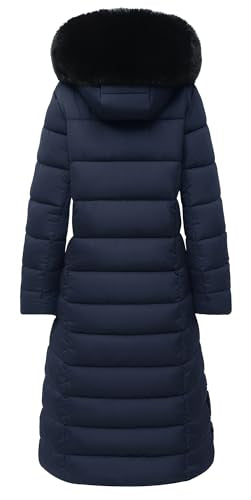 MOERDENG Women's Waterproof Long Winter Coat Thickened Down Alternative Jacket Warm Puffer Jacket Parka - color: Navy, size: Small