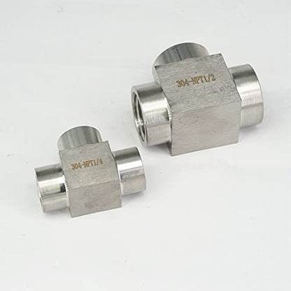 300 Bar 1/8" 1/4" 3/8" 1/2" 3/4" 1" NPT BSP Female 304 Stainless Steel Tee 3 Ways Pipe Fitting Water Gas Oil - style: 3/4" BSP