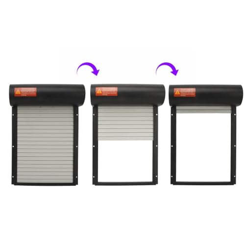 Metal Solar Powered Door for Duck Goose Farm, Automatic Chicken Coop Door, Roller Shutter Coops Cages with Timer Manual Mode for Protecting Poultry (Black)