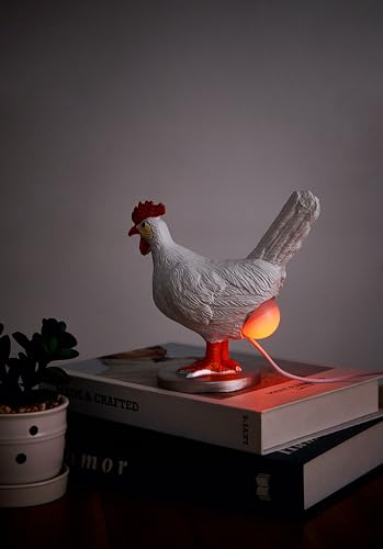 Chicken Lamp, 3D Resin Hen Laying Egg with Color Gift Box, Lifelike LED Egg - Funny Easter Christmas Birthday Gift - color: c