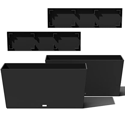 Veradek Midori Long Trough Planter (Black, 39 inch - 2 Pack with 2 Saucer Trays) - color: Black, size: 39 inch - 2 pack with saucers