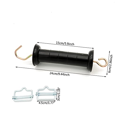Plastic Electric Fence Gate Handle with Polytape Splicer,Spring Gate Handle with Poly Tape Buckle. (2)