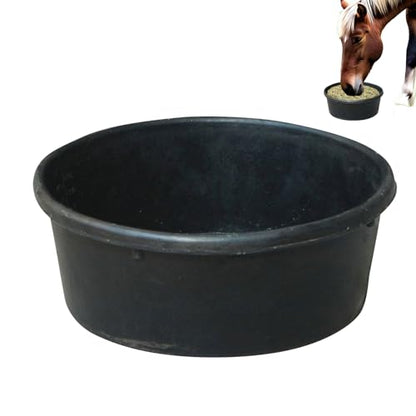 Feed Pan - 4L Rubber Horse Feeder Bowl, Heavy Duty Flexible Container, Durable Livestock Feeding Basin | Outdoor Water Trough for Farm Ranch Cat Dog Chicken Goat Small Animal Stable barnyards Use