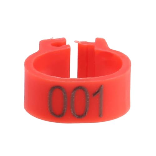 100Pcs Pigeons Leg Ring, 8mm 001-100 Numbered Plastic Poultry Leg Bands Clip on Leg Rings for Bird Dove Finch Lovebird Quail(Red) - color: Red