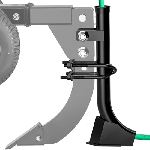 Lawn Tractor Pipe Laying Attachment for Irrigation Pipes and Underground Wire Hoses, Black Steel, Adjustable Mounting Hardware Included