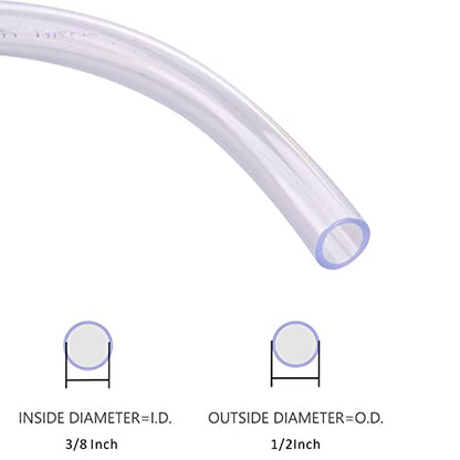DERNORD PVC Tubing 3/8"ID X 1/2"OD Flexible Clear Vinyl Hose 10 Feet for Food Grade - size: 10 Feet, style: 3/8"ID X 1/2"OD