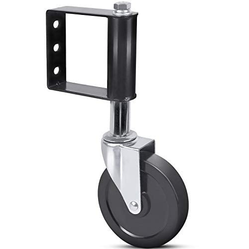 Ronlap Gate Wheels for Wooden Gate, Gate Caster Wheel Spring Loaded for Metal Tube Swing Gate Fence Gate Wheel for Gates Heavy Duty Outdoor Farm Vinyl Gate Rollers, 250 Lbs, 5 Inches, 2 Pack, Black - style: 5"