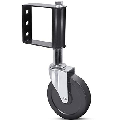 Ronlap Gate Wheels for Wooden Gate, Gate Caster Wheel Spring Loaded for Metal Tube Swing Gate Fence Gate Wheel for Gates Heavy Duty Outdoor Farm Vinyl Gate Rollers, 250 Lbs, 5 Inches, 2 Pack, Black - style: 5"