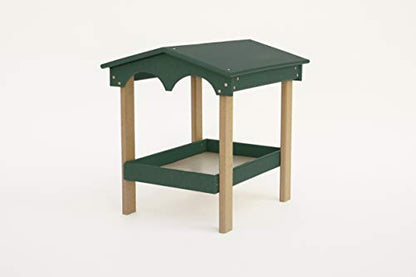 DutchCrafters Recycled Plastic Poly Large Covered Ground Fly Through Raised Platform Bird Feeder with Mesh Seed Tray - USA Amish Made (Turf Green & Weatherwood) - color: Turf Green & Weatherwood