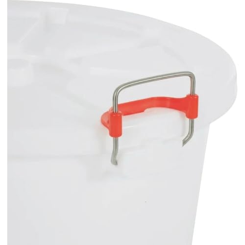 Tuff Stuff Products FS17 17 Gallon Seed and Animal Feed Heavy Duty Plastic Drum Bucket with Lock Lid for Dogs, Cats, Chickens, Cows, and Horses, White