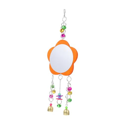 1Pc Chicken Mirror Hanging Bird Mirror with Bell Pet Cage Accessory for Chickens and Birds Fun and Interactive for Coop Garden Farm Use