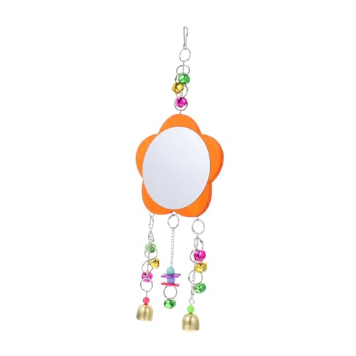 1Pc Chicken Mirror Hanging Bird Mirror with Bell Pet Cage Accessory for Chickens and Birds Fun and Interactive for Coop Garden Farm Use