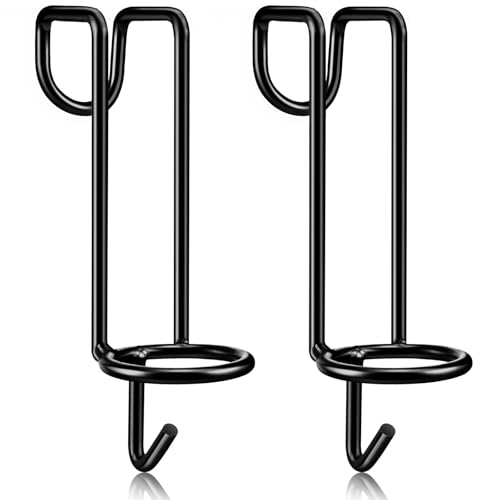 Hicarer 2 Pack Horse Feed Bucket Hooks Tack Hook for Horses Metal Equestrian Water Bucket Holder Hanger Removable No Drill Stall/Stable Feed Barn Farmhouse Supplies Livestock Accessories (Black) - color: Black