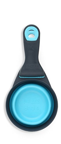 Dexas Popware for Pets Collapsible Klip Scoop, 3-in-1 Pet Food Scoop, Measuring Cup and Bag Clip, 1 Cup Capacity, Blue - color: Blue, size: 1 Cup Capacity