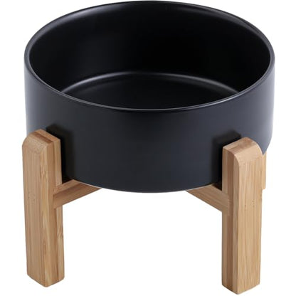 Black Raised/Elevated Ceramic Dog Bowl for Medium Large Sized Breeds,Large Dog Food Water Bowl with Stand,8 in Non Slip Heavy Weighted 1800ml/ 7.6 Cups/60 OZ - color: Black, size: 8 in
