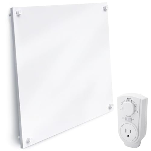 EconoHome Wall Heater Panel with Thermostat - Electric Wall Mounted Heater for Indoor Use - 400Watt Convection Heater - Perfect for Rooms Up to 120 Sq Ft - 120V - Updated Model - color: White, size: 400W